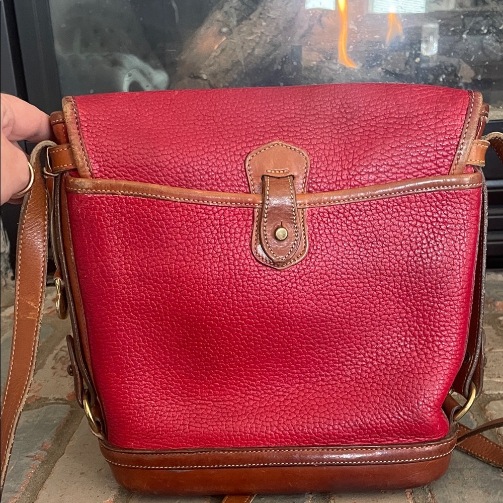 Vintage Dooney & Bourke AWL Calvary Red and Brown Crossbody Bag - Picture 6 of 9